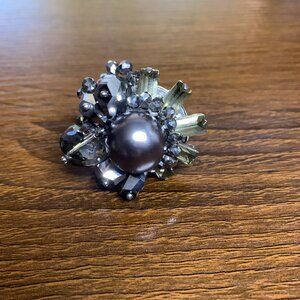 Gunmetal Beaded Cluster Ring